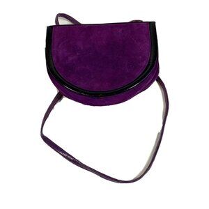 Stuart Weitzman Womens Vintage Suede Shoulder Bag Purple S Inside Pocket Flap